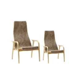 Swedese Children's Armchairs*Lamini Children's armchair, Sheepskin charcoal, oiled oak Grey