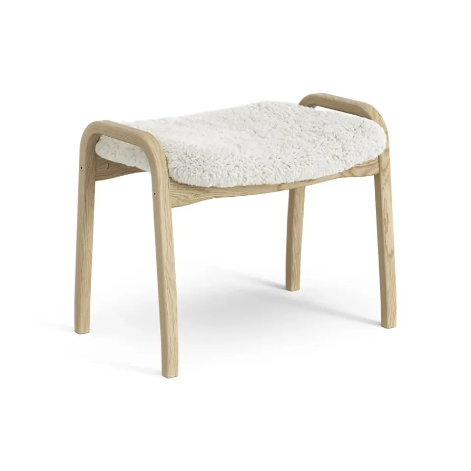 Swedese Armchairs & Footstools|Children's Armchairs*Lamini children's foot stool laquered oak/sheep skin, Off white (white) Beige