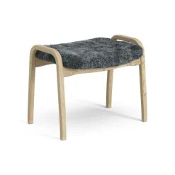 Swedese Armchairs & Footstools|Children's Armchairs*Lamini children's foot stool laquered oak/sheep skin, Charcoal (dark grey) Beige
