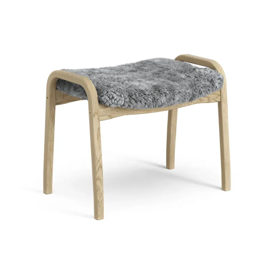 Swedese Armchairs & Footstools|Children's Armchairs*Lamini children's foot stool laquered oak/sheep skin, Scandinavian Grey (grey) Beige