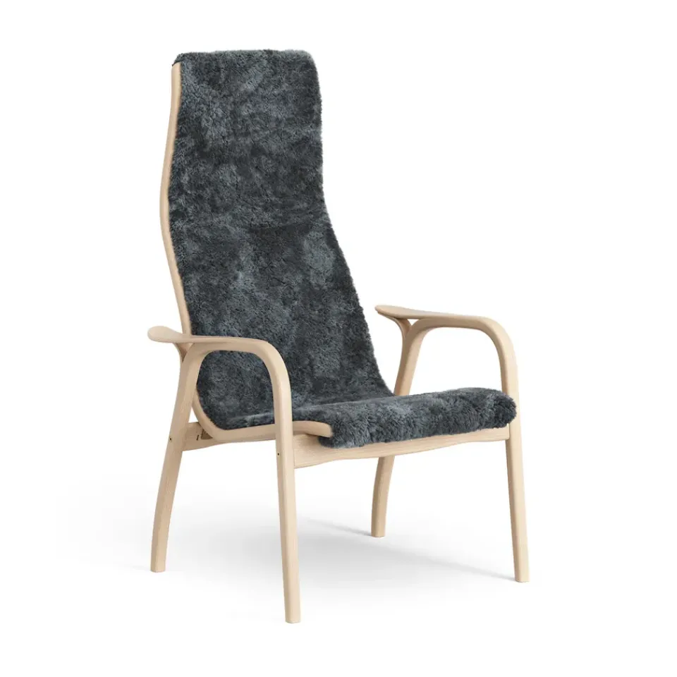 Swedese Armchairs & Footstools*Lamino arm chair laquered beech/sheep skin, Charcoal (dark grey) BeigeGrey