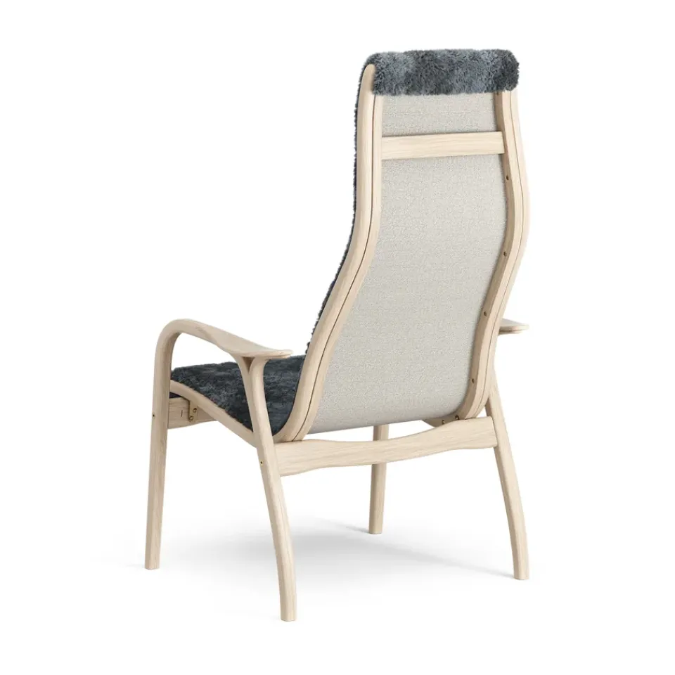 Swedese Armchairs & Footstools*Lamino arm chair white pigmented oak/sheep skin, Charcoal (dark grey) Beige