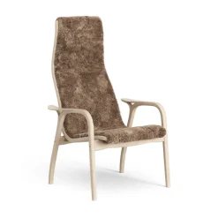 Swedese Armchairs & Footstools*Lamino arm chair white pigmented oak/sheep skin, Sahara (nougat brown) Beige