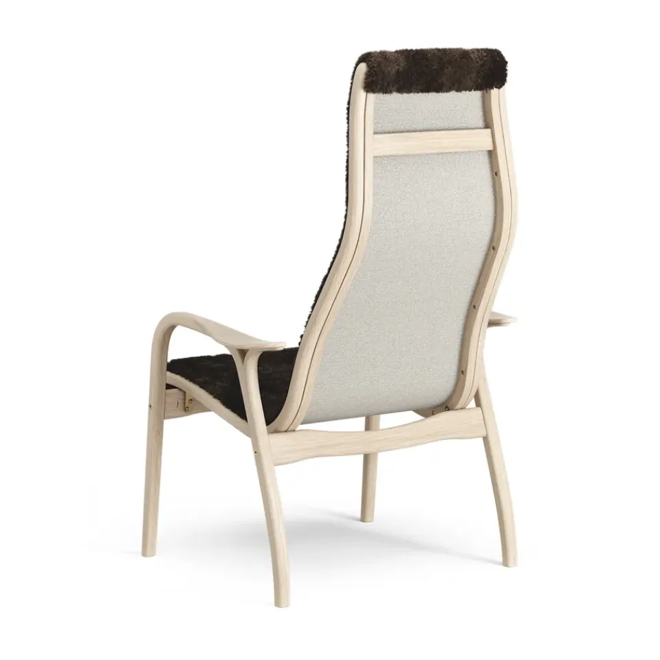 Swedese Armchairs & Footstools*Lamino arm chair white pigmented oak/sheep skin, Espresso (brown) Beige