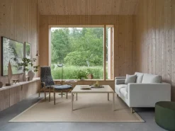 Swedese Armchairs & Footstools*Lamino armchair and footstool oiled oak/sheepskin, Moonlight Beige