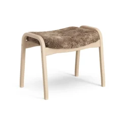 Swedese Armchairs & Footstools*Lamino foot stool laquered beech/sheep skin, Sahara (nougat brown) Beige