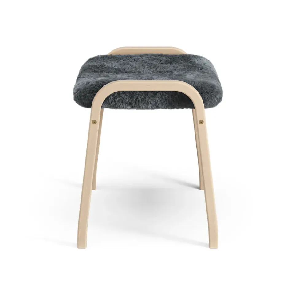 Swedese Armchairs & Footstools*Lamino foot stool laquered beech/sheep skin, Charcoal (dark grey) Beige