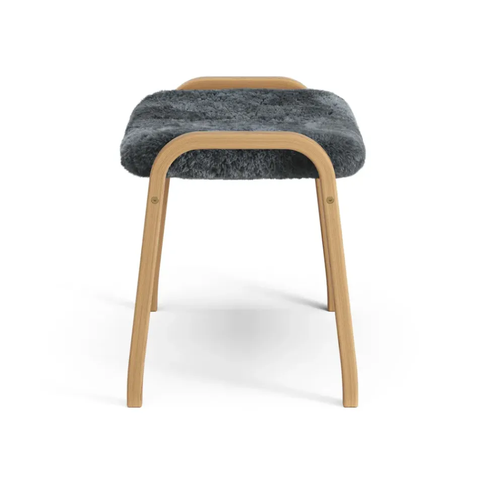Swedese Armchairs & Footstools*Lamino foot stool oiled oak/sheep skin, Charcoal (dark ) Grey