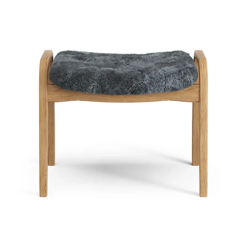 Swedese Armchairs & Footstools*Lamino foot stool oiled oak/sheep skin, Charcoal (dark ) Grey