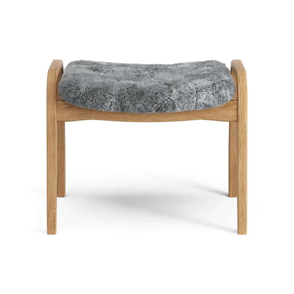 Swedese Armchairs & Footstools*Lamino foot stool oiled oak/sheep skin, Scandinavian Grey
