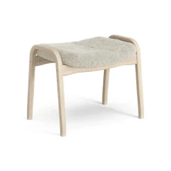 Swedese Armchairs & Footstools*Lamino foot stool white pigmented oak/sheep skin, Moonlight Beige