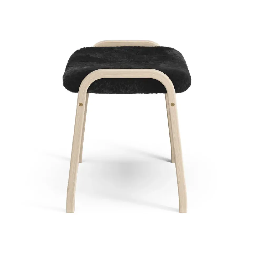 Swedese Armchairs & Footstools*Lamino foot stool white pigmented oak/sheep skin, Black (black) Beige