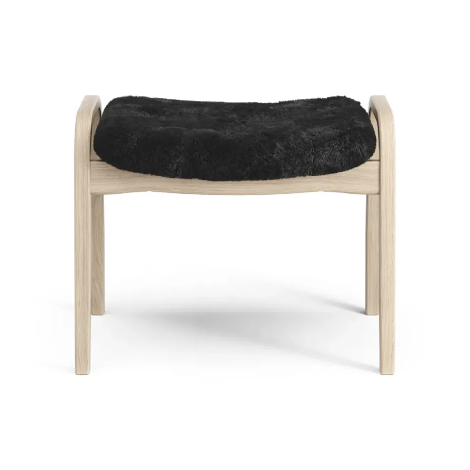 Swedese Armchairs & Footstools*Lamino foot stool white pigmented oak/sheep skin, Black (black) Beige
