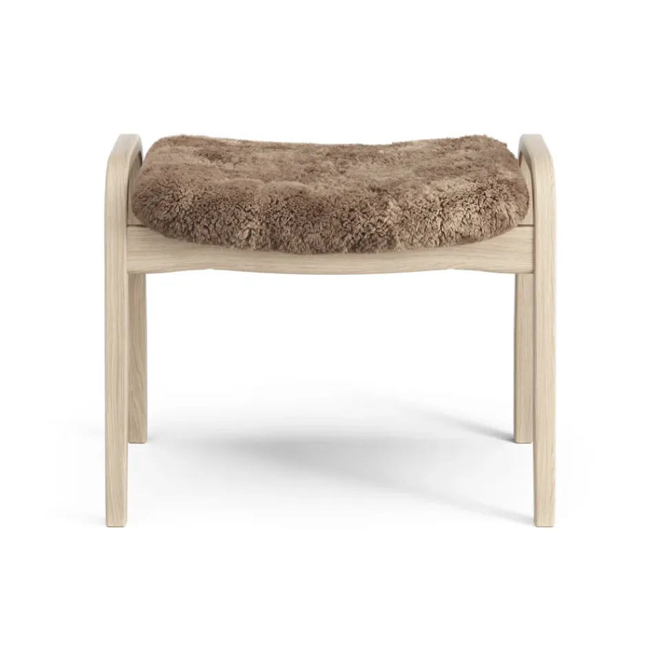 Swedese Armchairs & Footstools*Lamino foot stool white pigmented oak/sheep skin, Sahara (nougat brown) BeigeBrown