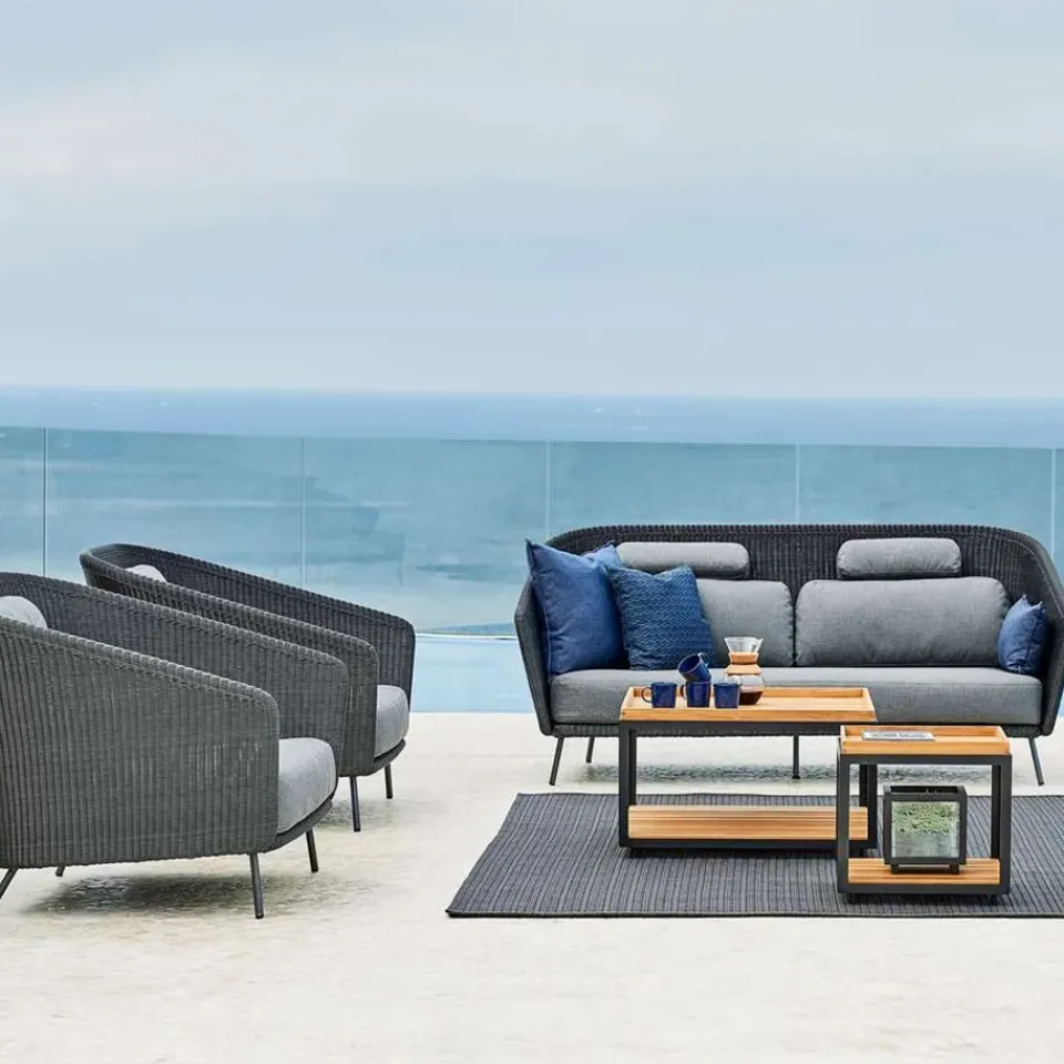 Cane-line Table For Outdoor Use|Outdoor Lounge Furniture*Level coffee table ceramic 62x122 cm, Light -lava Grey