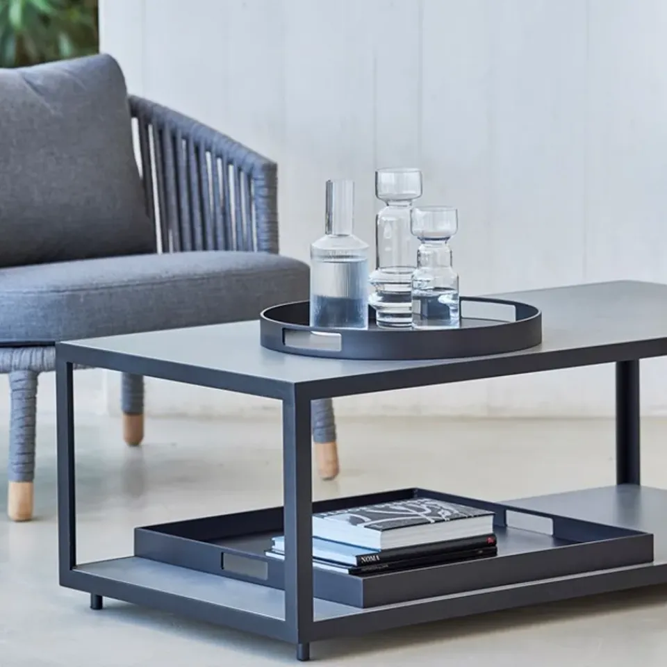 Cane-line Table For Outdoor Use|Outdoor Lounge Furniture*Level coffee table ceramic 62x122 cm, Light -white Grey