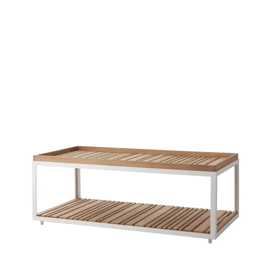 Cane-line Table For Outdoor Use|Outdoor Lounge Furniture*Level coffee table teak 62x122 cm, White Brown