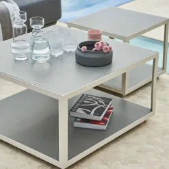 Cane-line Table For Outdoor Use|Outdoor Lounge Furniture*Level coffee table teak 62x122 cm, Lava grey Brown