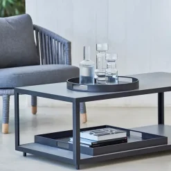 Cane-line Table For Outdoor Use|Outdoor Lounge Furniture*Level coffee table teak 62x122 cm, Lava grey Brown