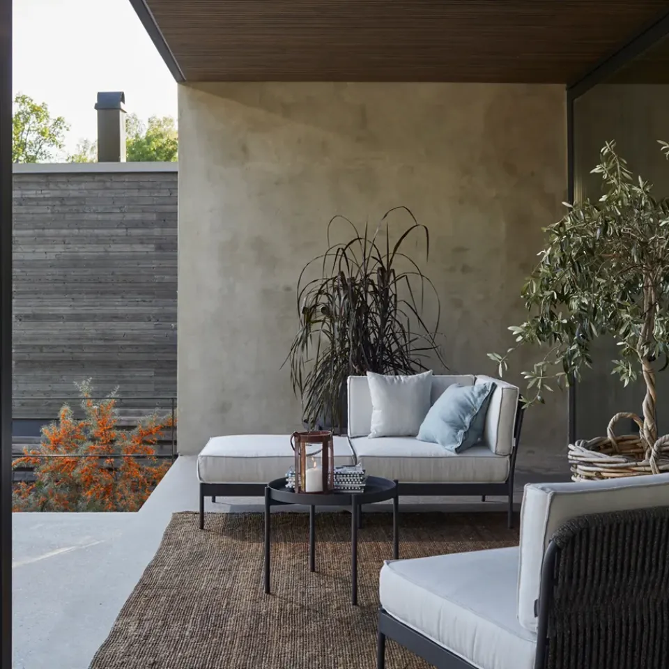 Skargaarden Outdoor Lounge Furniture|Garden Sofas & Garden Benches*Lidö modular sofa, Sunbrella Deave silver , corner section, d. aluminium frame Grey