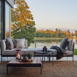 Skargaarden Outdoor Lounge Furniture|Garden Sofas & Garden Benches*Lidö modular sofa, Sunbrella Deave silver , corner section, d. aluminium frame Grey