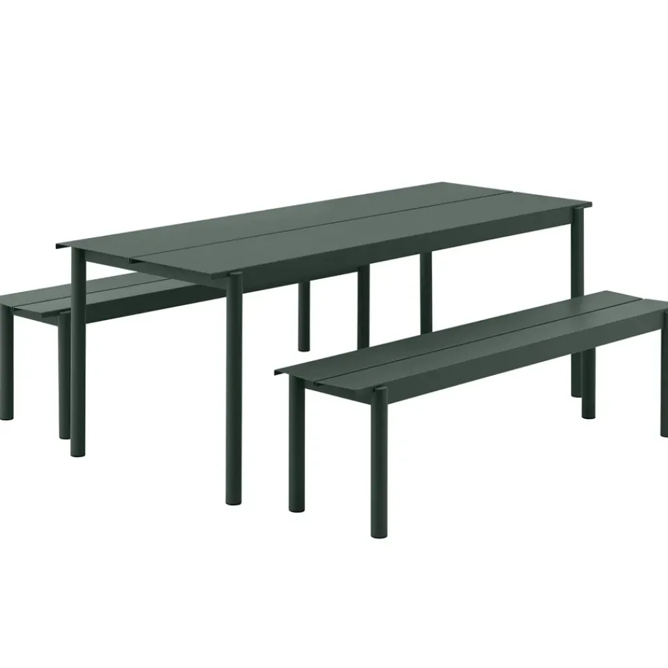 Muuto Garden Sofas & Garden Benches*Linear steel bench 170 cm, Dark Green
