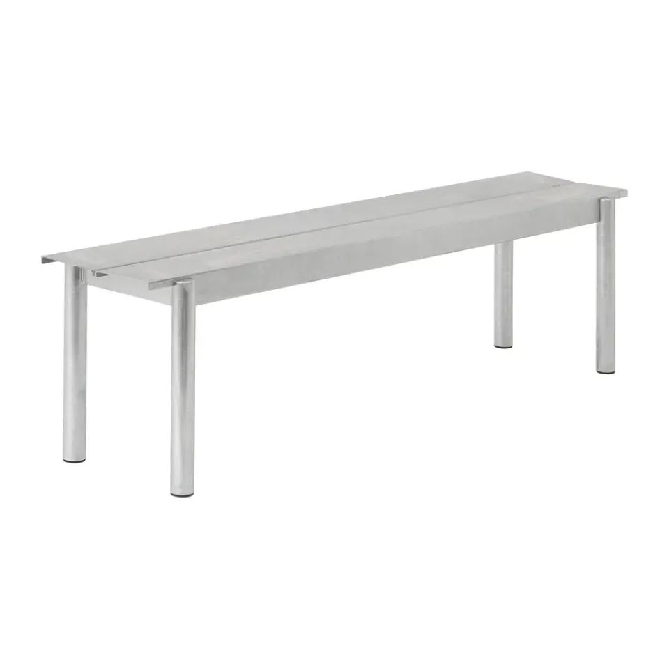 Muuto Garden Sofas & Garden Benches*Linear steel bench 170 cm, Warm galvanized steel Silver-coloured