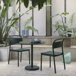 Muuto Balcony Furniture*Linear steel table Ø70 cm, Dark Green