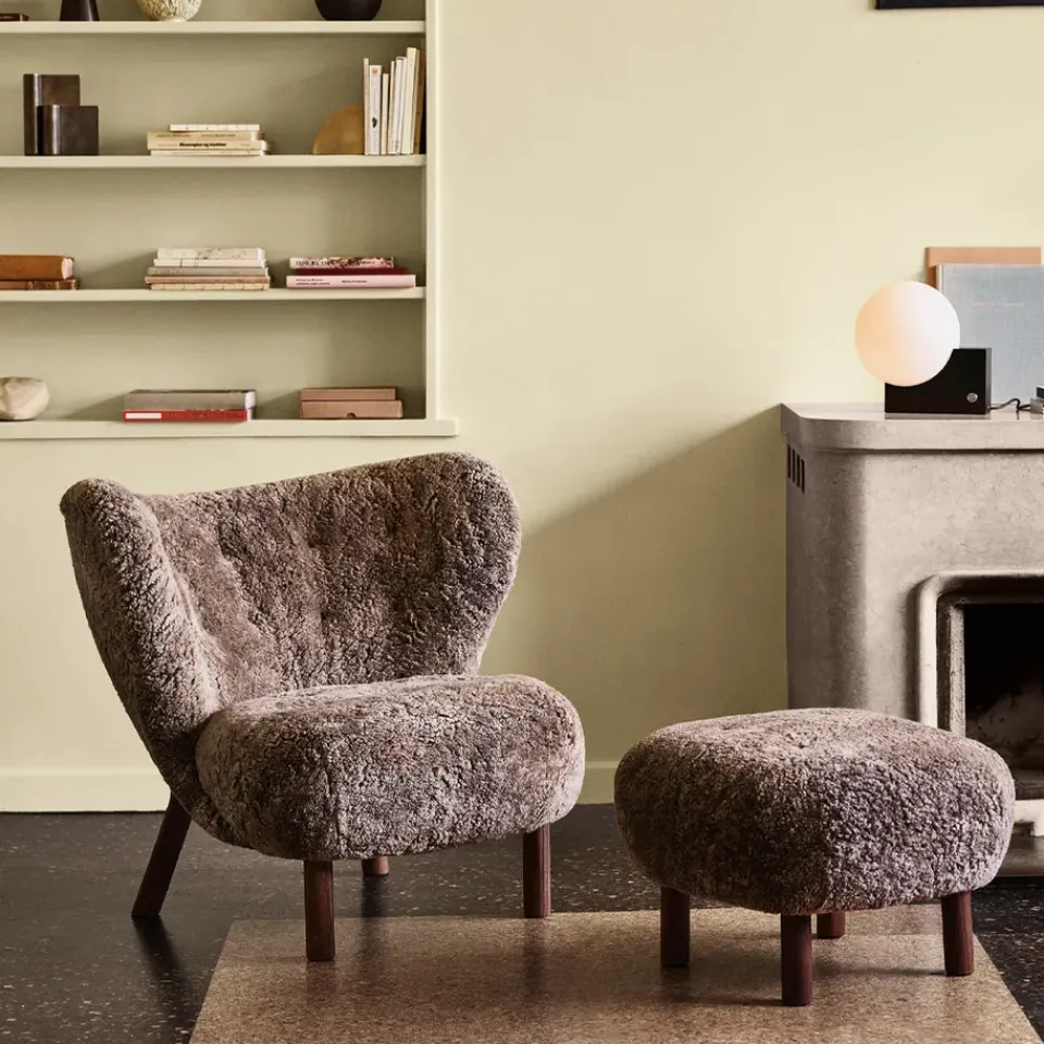 &Tradition Armchairs & Footstools*Little Petra ATD1 footstool, Sheepskin Sahara-walnut legs Brown