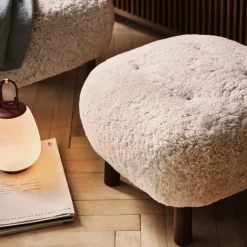 &Tradition Armchairs & Footstools*Little Petra ATD1 footstool, Sheepskin Sahara-walnut legs Brown