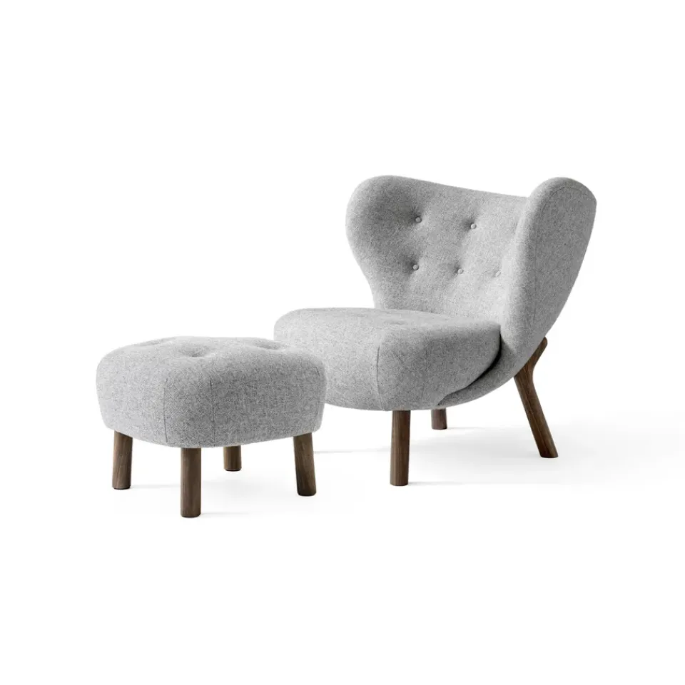 &Tradition Armchairs & Footstools*Little Petra VB1 armchair incl. pouffe ATD1, Oiled walnut-Hallingdal Grey