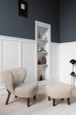 &Tradition Armchairs & Footstools*Little Petra VB1 armchair incl. pouffe ATD1, White oiled oak-Hallingdal Grey