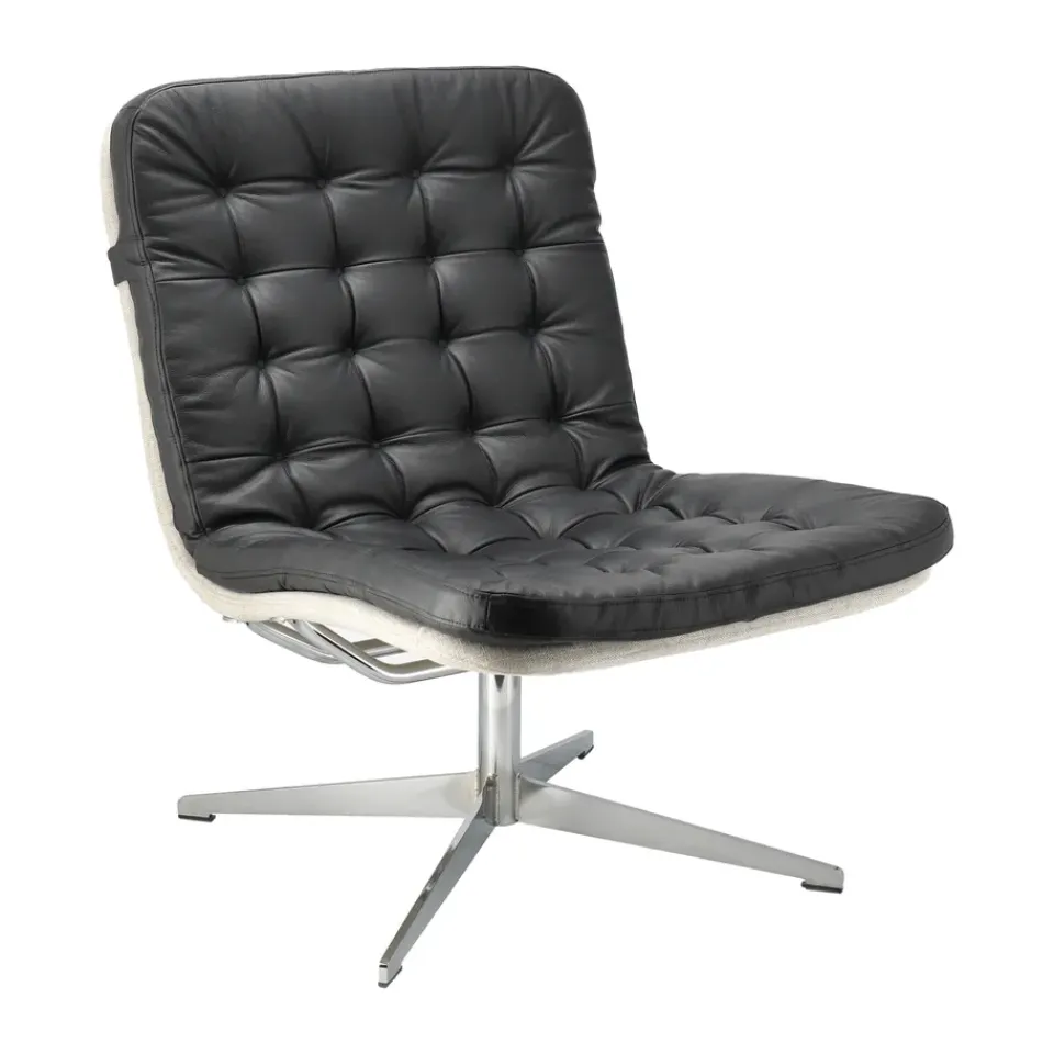 1898 Armchairs & Footstools*Loholm armchair with swivel function, leather-Bern Beige 0341 Black