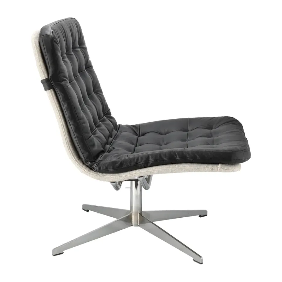 1898 Armchairs & Footstools*Loholm armchair with swivel function, leather-Bern Beige 0341 Black