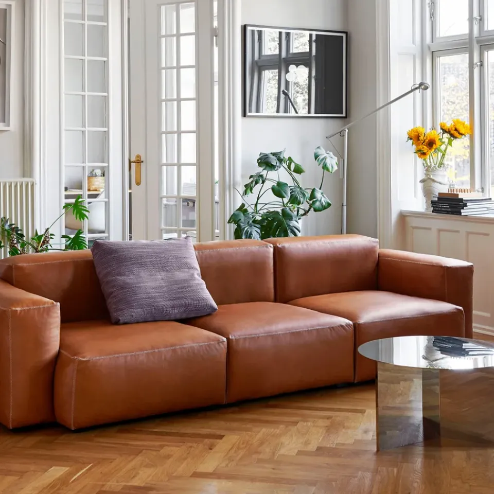 HAY Sofas*Mags Soft low 3-seater sofa, Linara 443 tweed-tone-on-tone stitching Grey