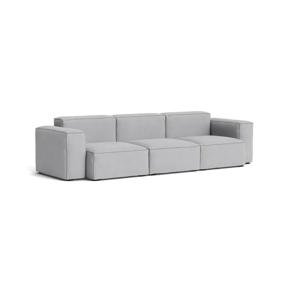 HAY Sofas*Mags Soft low 3-seater sofa, Linara 443 tweed-dark stitching Grey