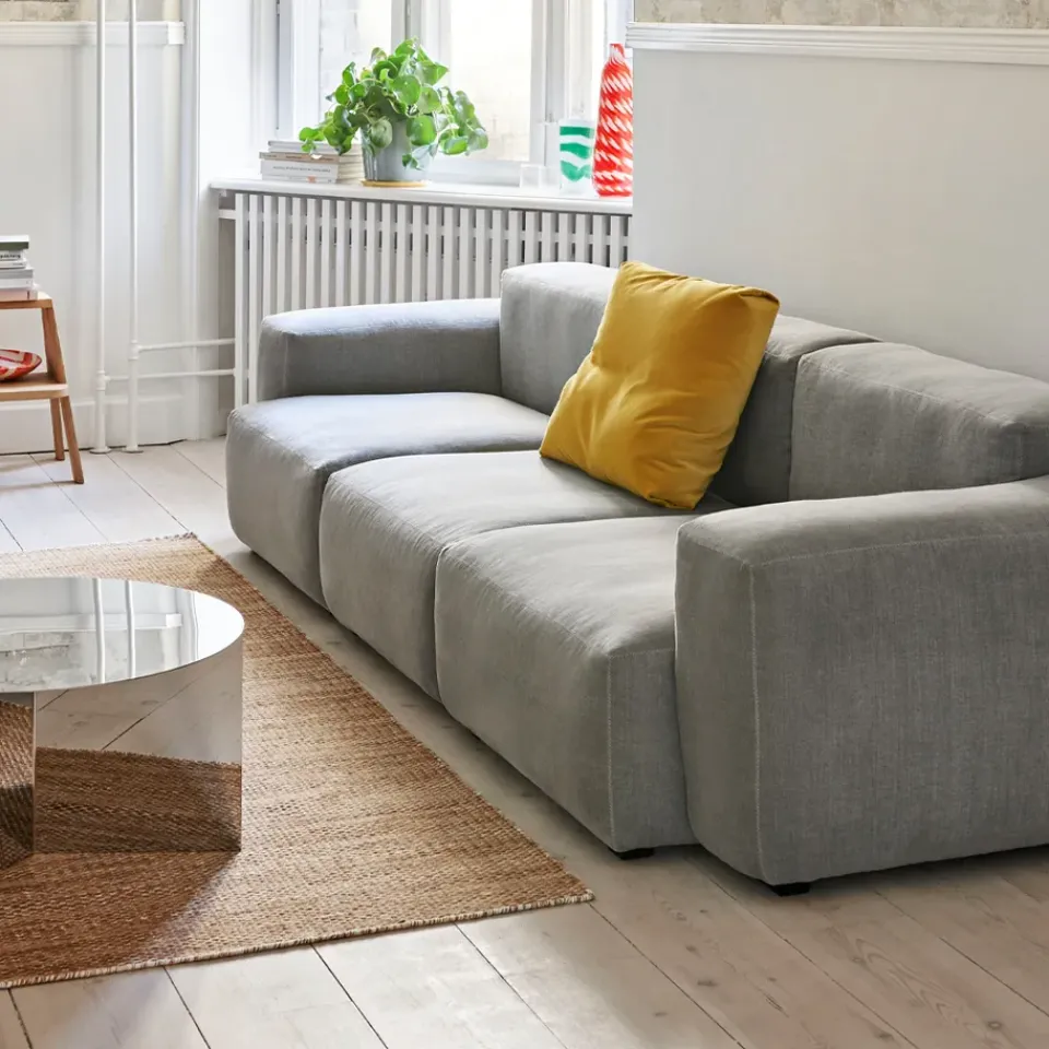 HAY Sofas*Mags Soft low 3-seater sofa, Linara 443 tweed-dark stitching Grey