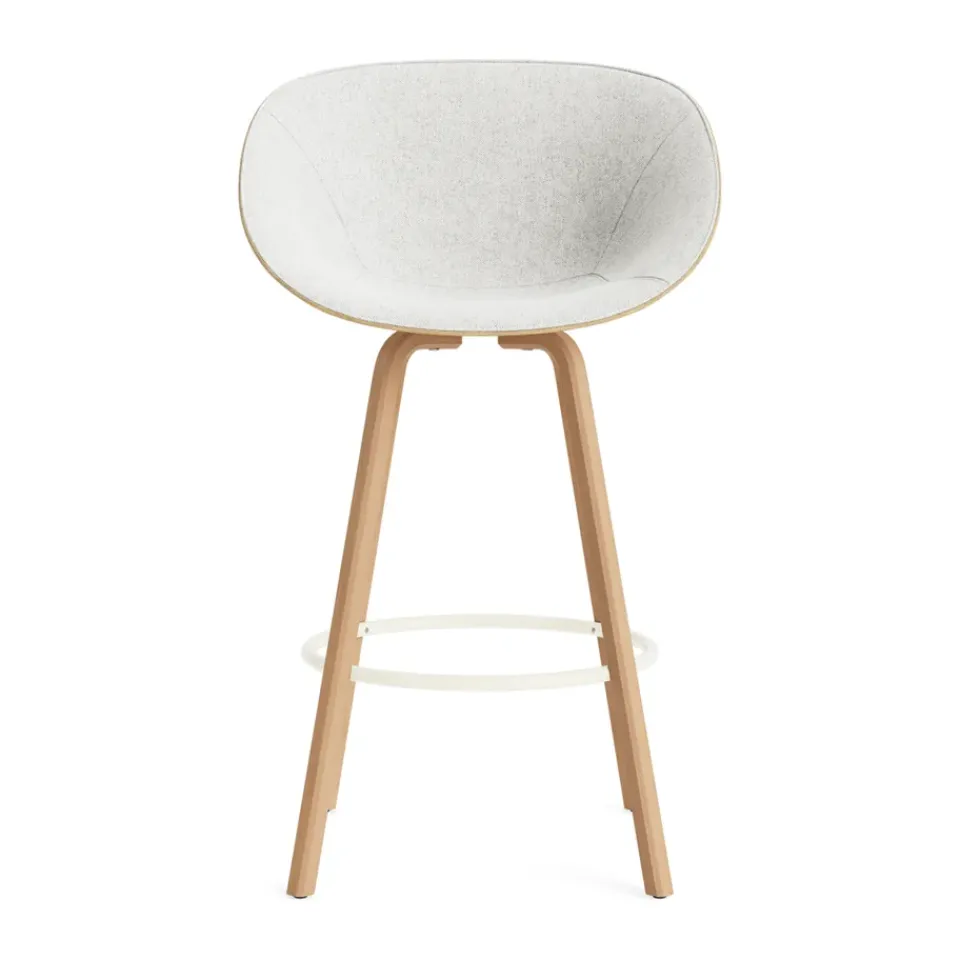 Normann Copenhagen Bar Stools*Mat Bar Armchair armchair front-upholstered 75 cm, Hallingdal 110-hemp-beech-cream steel Grey