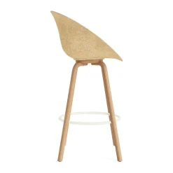 Normann Copenhagen Bar Stools*Mat Bar Armchair armchair front-upholstered 75 cm, Hallingdal 110-hemp-beech-cream steel Grey