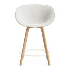 Normann Copenhagen Bar Stools*Mat Bar Armchair front-upholstered 65 cm, Hallingdal 110-hemp-beech-cream steel Grey
