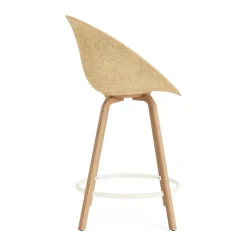 Normann Copenhagen Bar Stools*Mat Bar Armchair front-upholstered 65 cm, Hallingdal 110-hemp-beech-cream steel Grey