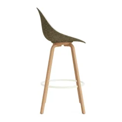 Normann Copenhagen Bar Stools*Mat Bar Chair bar stool front upholstered 75 cm, Hallingdal 110-seaweed-beech-cream steel Grey