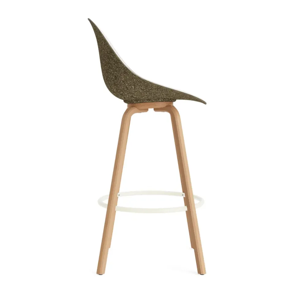 Normann Copenhagen Bar Stools*Mat Bar Chair bar stool front upholstered 75 cm, Hallingdal 110-seaweed-beech-cream steel Grey