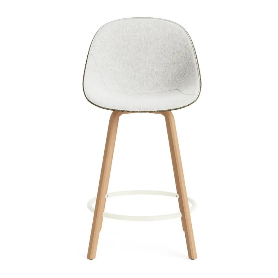 Normann Copenhagen Bar Stools*Mat Bar Chair bar stool front upholstered 65 cm, Hallingdal 110-seaweed-beech-cream steel Grey