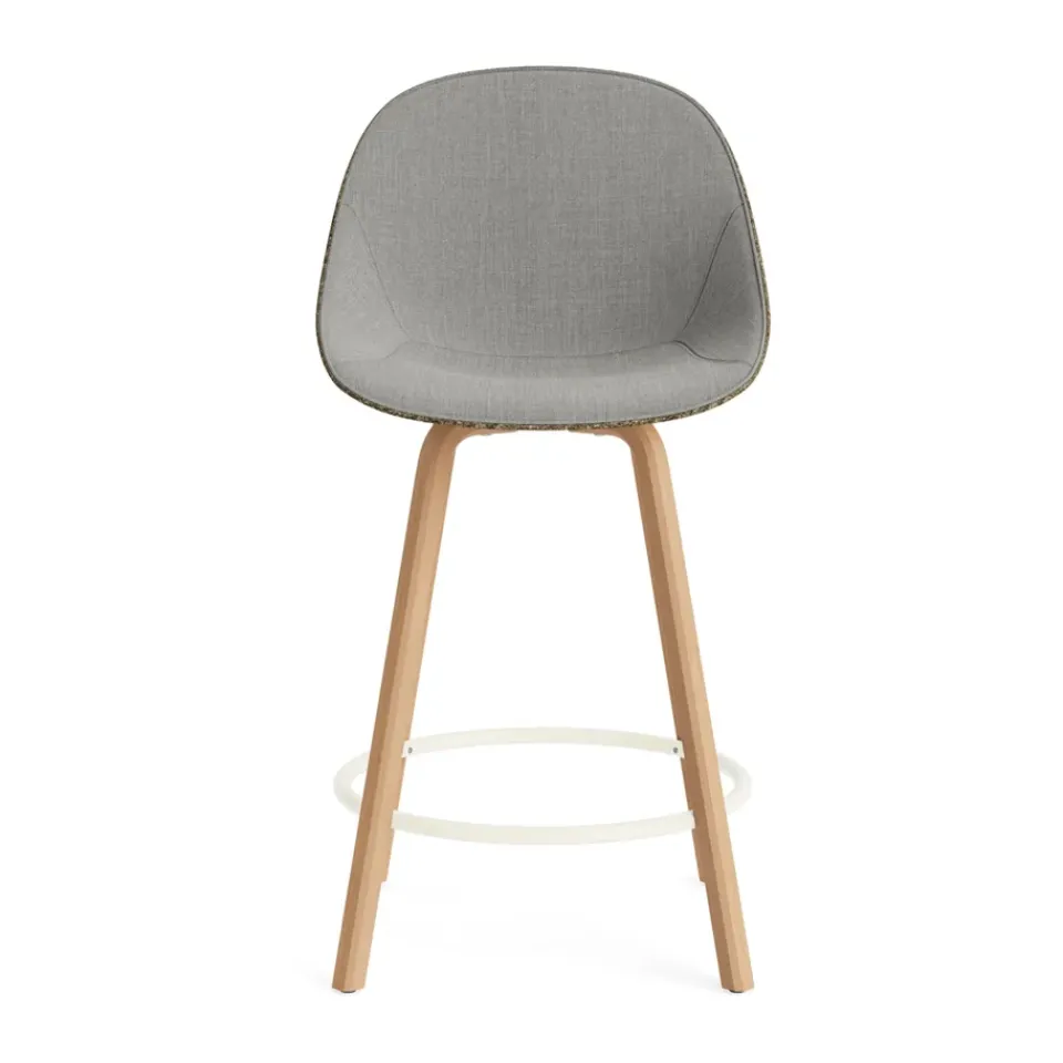 Normann Copenhagen Bar Stools*Mat Bar Chair bar stool front upholstered 65 cm, Remix 133-seaweed-beech-cream steel Grey