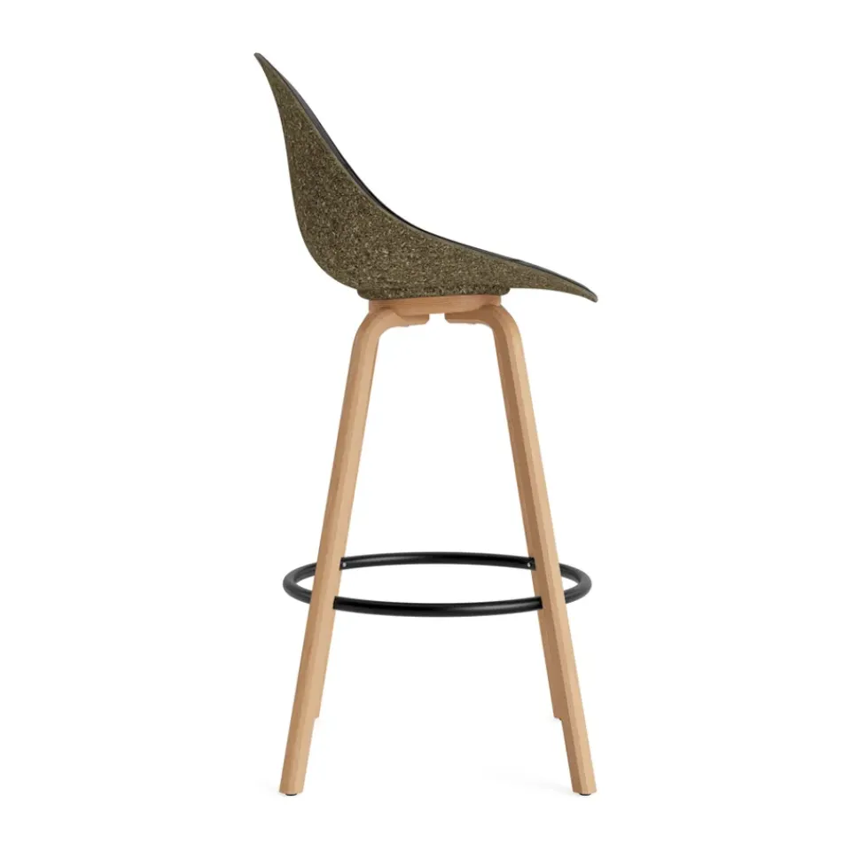 Normann Copenhagen Bar Stools*Mat Bar Chair bar stool front upholstered 75 cm, Ultra 41599-seaweed-beech- steel Black