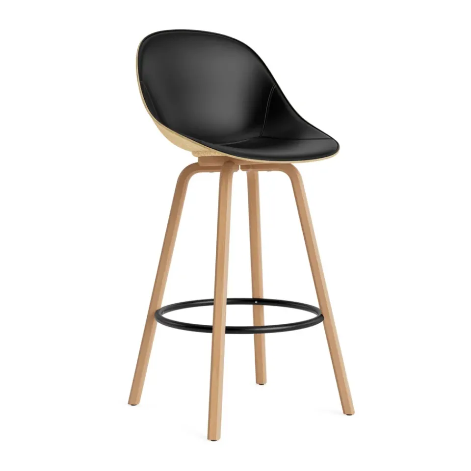 Normann Copenhagen Bar Stools*Mat Bar Chair bar stool front upholstered 75 cm, Ultra 41599-hemp-beech- steel Black
