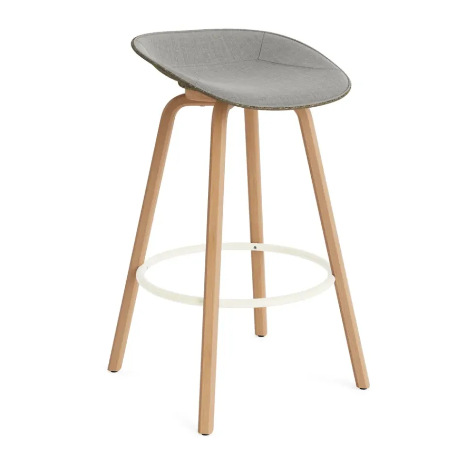 Normann Copenhagen Bar Stools*Mat Barstool barstool front-covered 75 cm, Remix 133-seaweed-beech-cream steel Grey