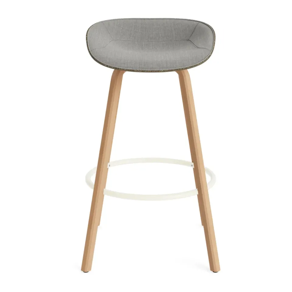 Normann Copenhagen Bar Stools*Mat Barstool barstool front-covered 75 cm, Remix 133-seaweed-beech-cream steel Grey