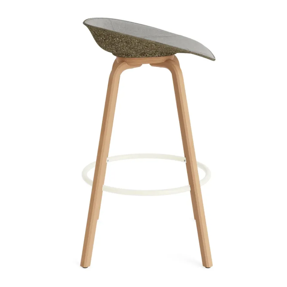Normann Copenhagen Bar Stools*Mat Barstool barstool front-covered 75 cm, Remix 133-seaweed-beech-cream steel Grey